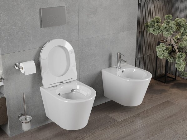 Mexen Rico miska wc Rimless z deską wolnoopadającą slim, duroplast, biała połysk - 30720300