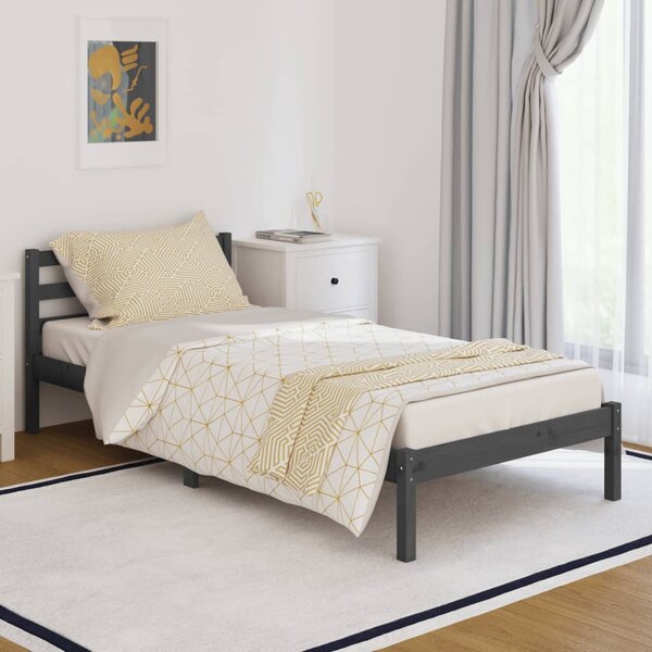 Rama łóżka, lite drewno sosnowe, 90x200 cm, szare