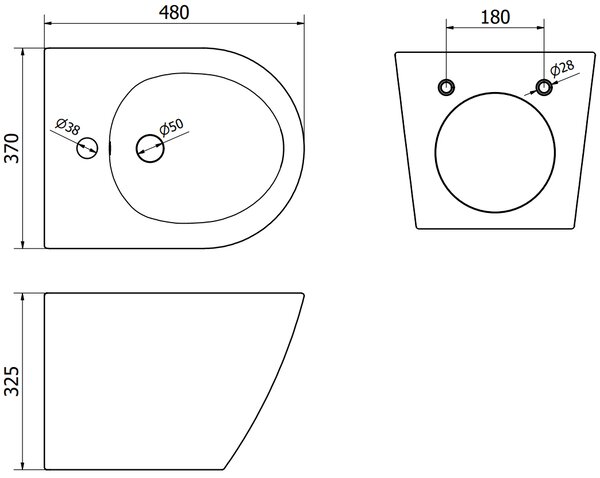 Mexen Lena bidet wiszący, biały/złoty wzór kratka - 35224809