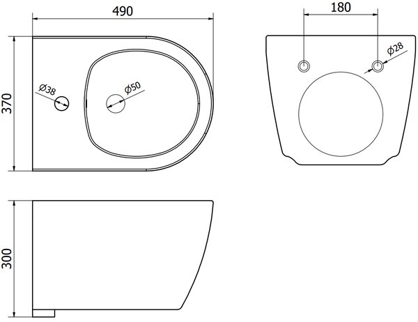 Mexen Carmen bidet wiszący, czarny mat - 35884985