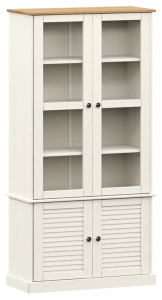 Witryna vigo, biała, 85x35x170 cm, lite drewno sosnowe