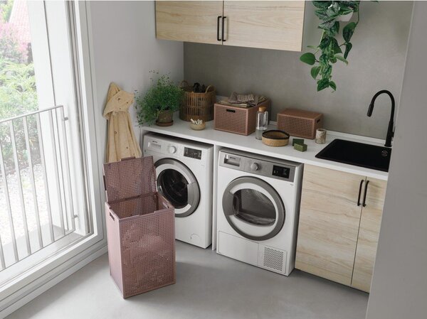 Szaroróżowy pojemnik z pokrywką z plastiku z recyklingu 19x30x15 cm Kaya – Curver