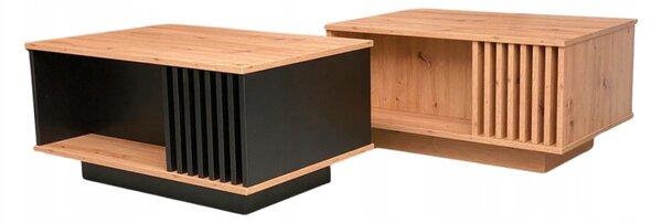 Stolik kawowy / ława "ASTIN" lamele schowek ,dąb artisan - 60x90