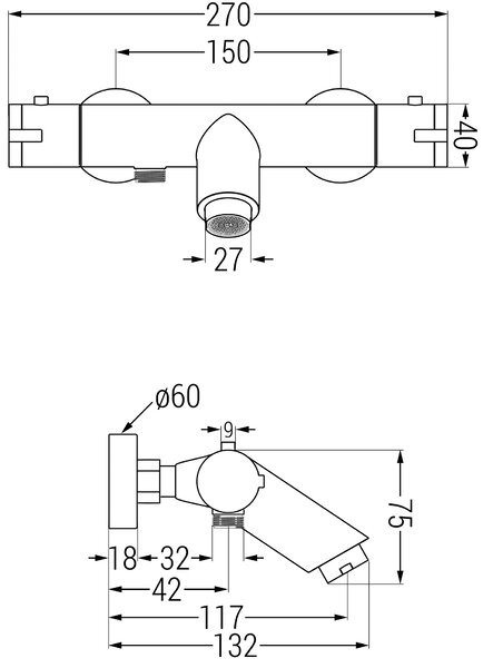 Mexen Kai termostatyczna bateria wannowa, chrom - 77300-00