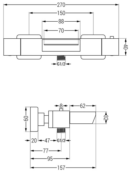 Mexen Cube termostatyczna bateria wannowa, złota - 77360-50