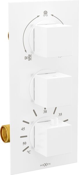 Mexen Cube termostatyczna bateria wannowo-prysznicowa 3-wyjściowa, biała - 77503-20