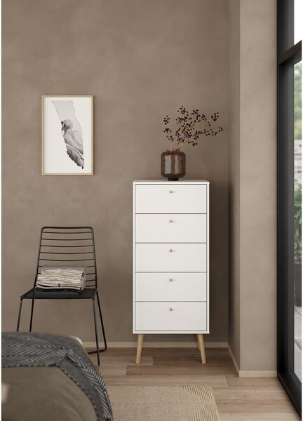 Biała wysoka komoda 50x120 cm Bodo – Tvilum
