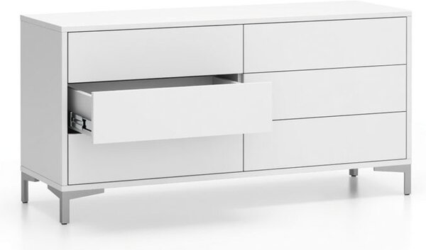 Biurowa komoda półkowa LAYERS, 6 szuflad, biała