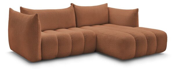 Pomarańczowy narożnik z materiału bouclé (prawostronny/z szezlongiem) Azra – Bobochic Paris