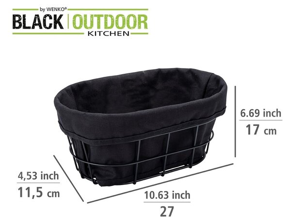 Czarny koszyk na pieczywo Wenko Black Outdoor Kitchen Bela
