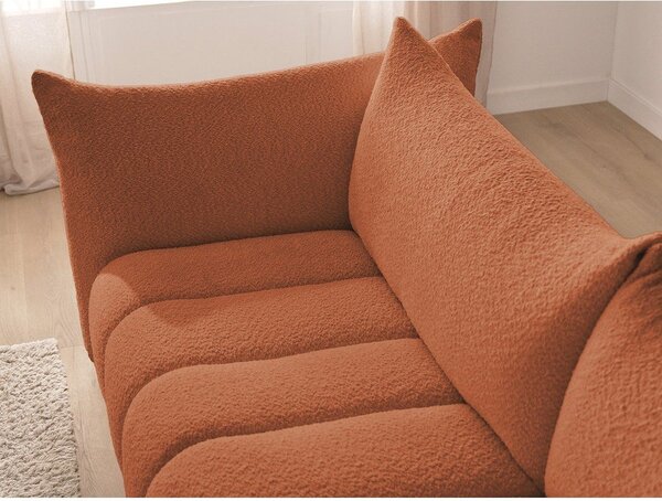 Pomarańczowy narożnik z materiału bouclé (lewostronny/z szezlongiem) Azra – Bobochic Paris