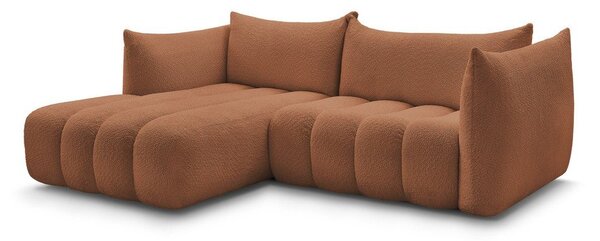 Pomarańczowy narożnik z materiału bouclé (lewostronny/z szezlongiem) Azra – Bobochic Paris