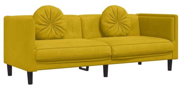 Sofa 3-osobowa z poduszkami, Å¼Ã³Åta, aksamit