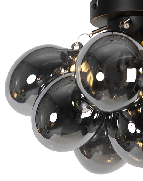 Inteligentna lampa sufitowa czarna z przydymionym szkłem 3-punktowa w tym Zigbee G9 - Uvas