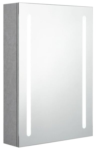 Szafka łazienkowa z lustrem i LED, szarość betonu, 50x13x70 cm