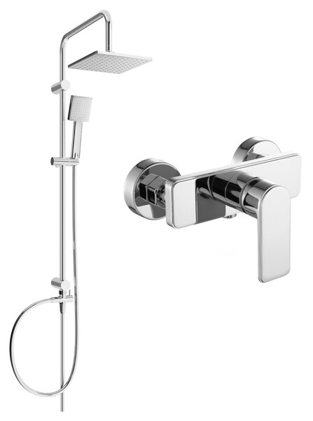 Mexen Tord zestaw prysznicowy natynkowy z deszczownicą i baterią prysznicową Cetus, chrom - 744340200-00