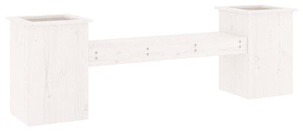 Ławka z donicami, biała, 184,5x39,5x56,5cm, lite drewno sosnowe