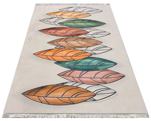 Beżowy prostokątny dywan we wzory - Necter