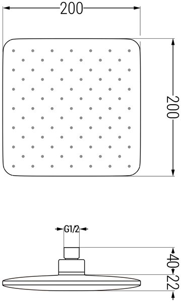 Mexen D-62 deszczownica 20x20 cm, biała - 79762-20