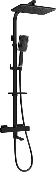 Mexen CQ54 zestaw wannowo-prysznicowy z deszczownicą i baterią termostatyczną, czarny/chrom - 779105495-71