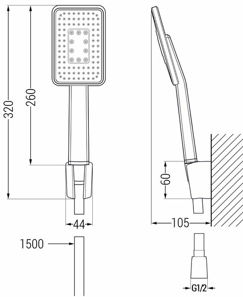 Mexen R-54 zestaw prysznicowy punktowy, chrom/czarny - 785545052-17