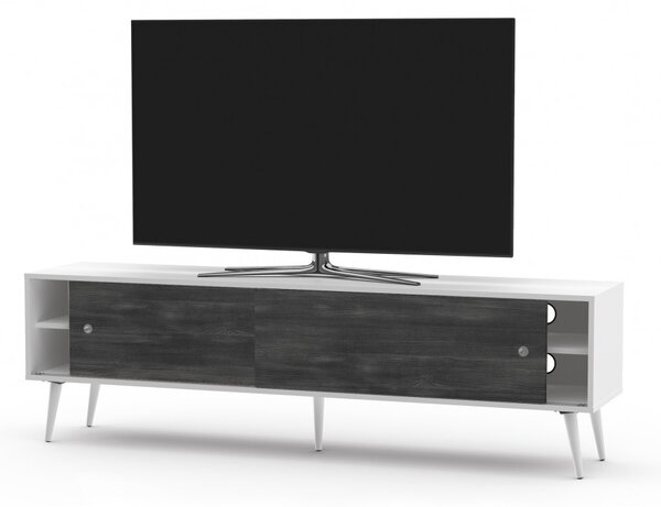 Drewniana szafka RTV w stylu RETRO SONOROUS RTRA-180-WHT-BNW szerokość 180cm