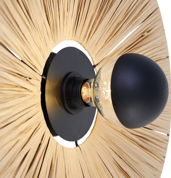 Rustykalna lampa ścienna czarna ze sznurkiem 45 cm - Leia