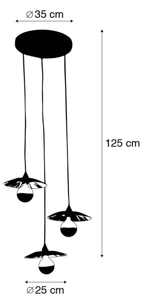 Rustykalna lampa wisząca czarna ze sznurkiem 3-światłowa - Leia