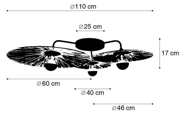 Wiejska lampa sufitowa czarna z liną 3-punktowa - Leia Oswietlenie wewnetrzne