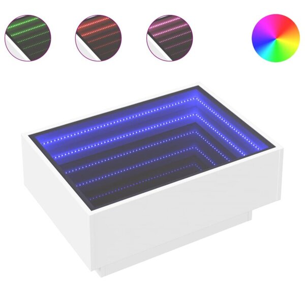 Stolik kawowy z LED, biaÅy, 70x50x30cm, materiaÅ drewnopochodny