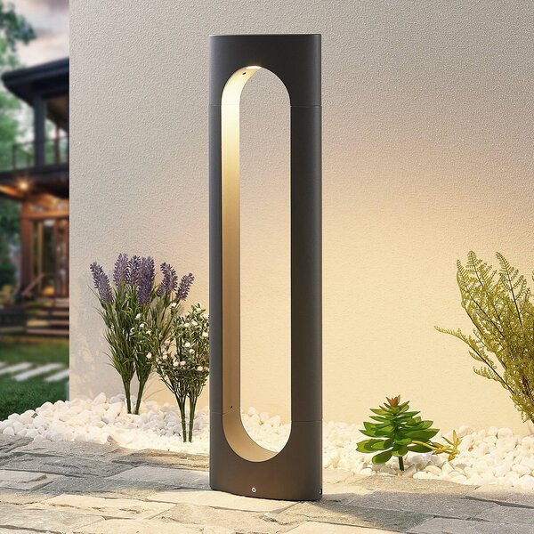 Słupek oświetleniowy LED Fenti Lucande, czarny, aluminium, nowoczesny