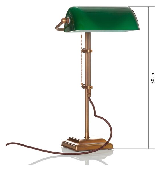 Berliner Messinglampen Lampa stołowa TULSI, zielony, salon / jadalnia, szkło, antyczny