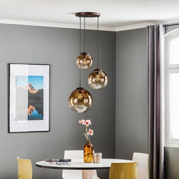 Globo Lampa wisząca szklana Varus, możliwość ściemniania, brązowy / rdzawy, salon / jadalnia, szkło, nowoczesny
