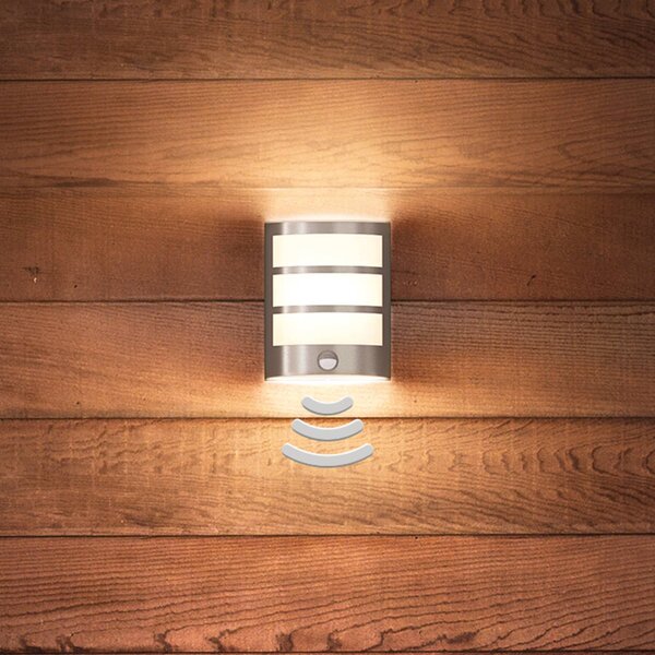 Philips Python LED kinkiet zewnętrzny z czujnikiem ruchu, stal nierdzewna, aluminiowy / szary / cynkowy, stal szlachetna, nowoczesny