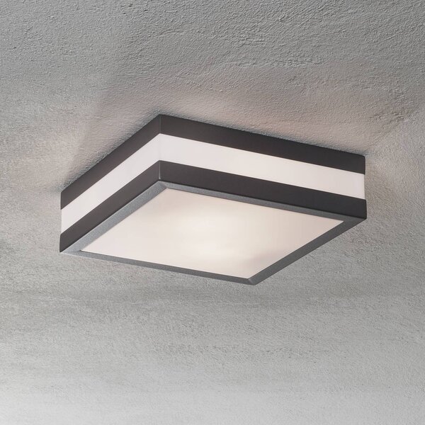 Brilliant Zewnętrzna lampa sufitowa Matteo, 2 x E27, IP44, antracytowa możliwość ściemniania, czarny, stal szlachetna, nowoczesny