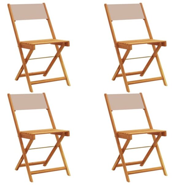 Składane krzesła ogrodowe, 4 szt., tkanina taupe i drewno