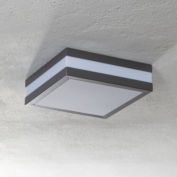 Brilliant Zewnętrzna lampa sufitowa Matteo, 2 x E27, IP44, antracytowa możliwość ściemniania, czarny, stal szlachetna, nowoczesny