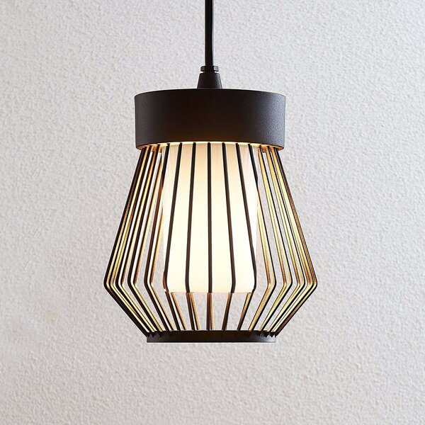 Lampa wisząca zewnętrzna Lindby Vajana, Ø 19 cm, czarny, aluminium Vajana Lindby, możliwość ściemniania, czarny, aluminium, vintage