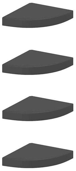 Narożne półki ścienne, 4 szt., czarne, 25x25x3,8 cm, mdf