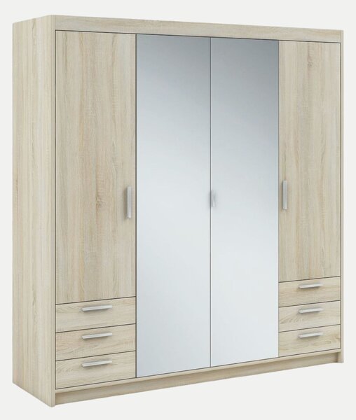 Szafa z lustrem 176 cm Essa 4D6S – dąb sonoma