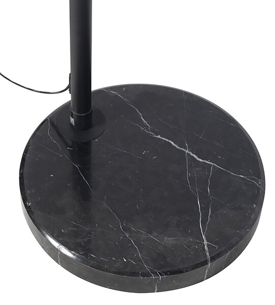 Nowoczesna lampa łukowa czarna z orientalnym abażurem i bambusowym kloszem 50 cm - XXL Rina