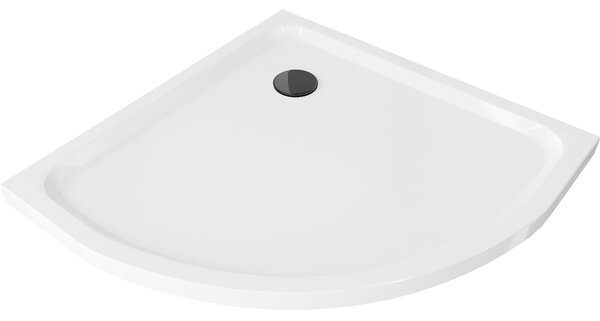 Mexen Flat brodzik półokrągły slim 100 x 100 cm, biały, syfon czarny - 41101010B
