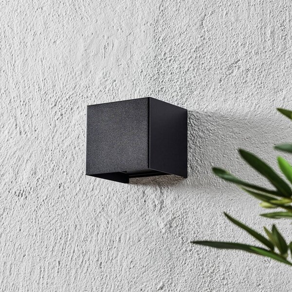 FISCHER & HONSEL Kinkiet zewnętrzny LED Wall, czarny, metal, nowoczesny