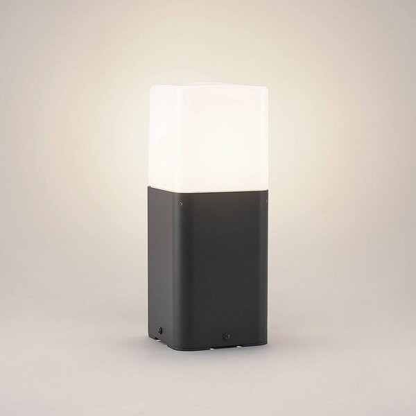 Lampa ogrodowa stojąca Obuna Lucande, możliwość ściemniania, czarny, aluminium, nowoczesny