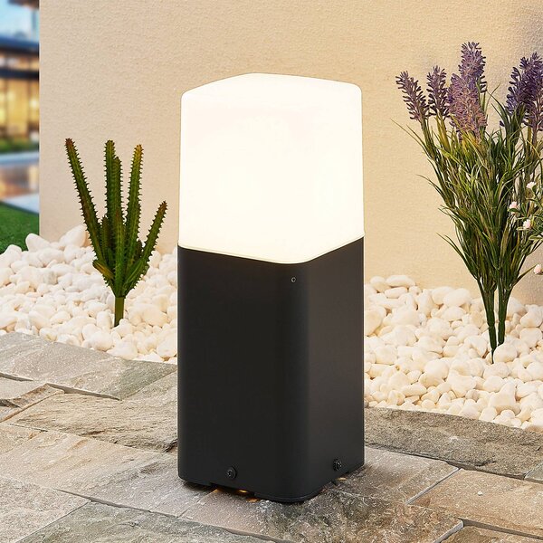Lampa ogrodowa stojąca Obuna Lucande, możliwość ściemniania, czarny, aluminium, nowoczesny