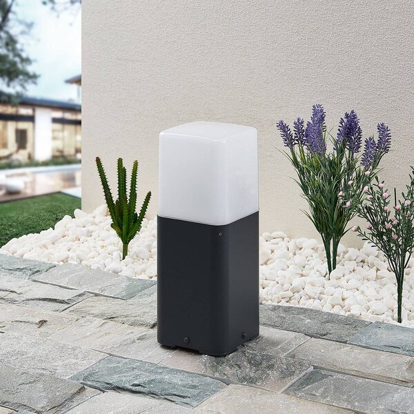 Lampa ogrodowa stojąca Obuna Lucande, możliwość ściemniania, czarny, aluminium, nowoczesny