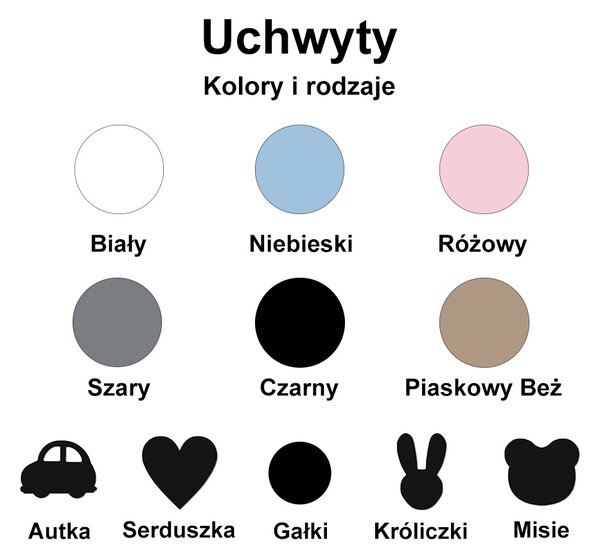 Szafa BASIC z 2 drążkami i półkami – wybór uchwytów i koloru