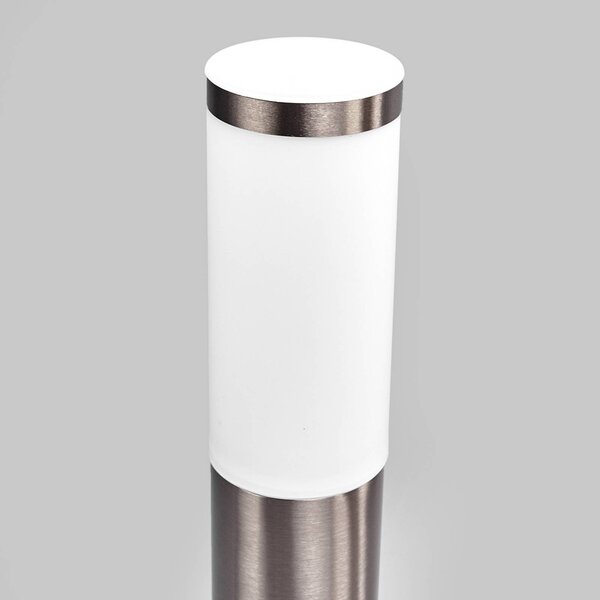 Lindby Słupek oświetleniowy Kristof, stal szlachetna, wysokość 45 cm, E27 Kristof, aluminiowy / szary / cynkowy, stal szlachetna, nowoczesny