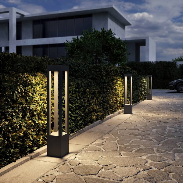 Słupek oświetleniowy LED Lienna Arcchio, aluminiowy / szary / cynkowy, aluminium, nowoczesny
