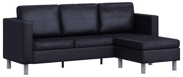 Sofa 3-osobowa, skÃ³ra syntetyczna, czarna